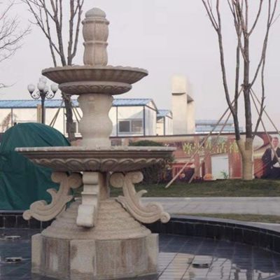 小区公园水池摆放花岗岩雕刻欧式二层水钵 水钵雕塑厂家专业黄锈石优质
