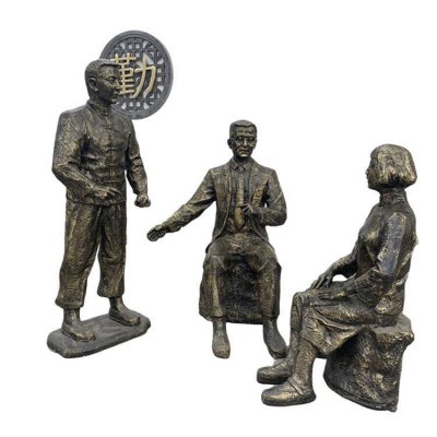 玻璃钢仿铜交谈的情景人物雕塑 