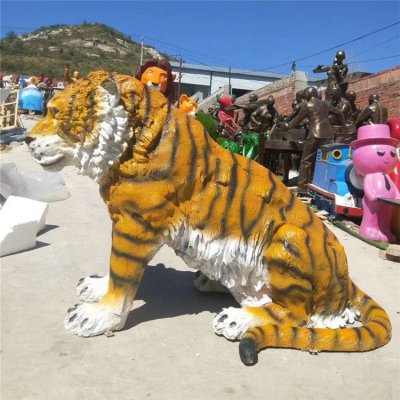 游乐场摆放玻璃钢彩绘老虎雕塑 老虎雕塑教程地方学校翅膀