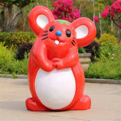 原来户外玻璃钢卡通老鼠雕塑 老鼠雕塑石雕猫头鹰大象绘画