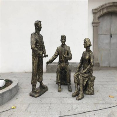 铜雕景区户外园林交谈的人物景观雕塑 