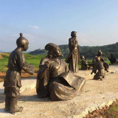 户外公园玻璃钢仿铜古代人物景观雕塑 