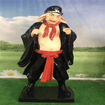 景区广场摆放玻璃钢彩绘神话人物猪八戒雕像 