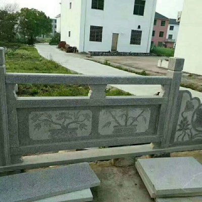 村庄河道安装花岗岩雕花防护栏板 