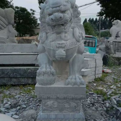 园林户外景观青石石雕景观一对镇宅招财青石狮子雕塑 狮子雕塑石狮子种类富平石球是