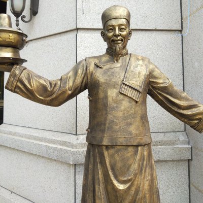 玻璃钢仿铜店小二雕塑 店小二雕塑人物玻璃钢价格景区