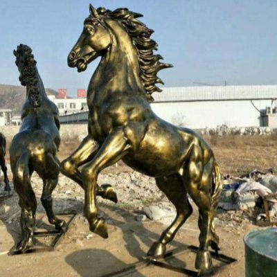 园林户外玻璃钢仿铜动物马雕塑 
