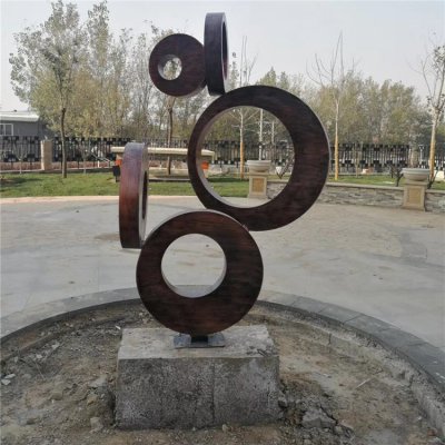 城市广场不锈钢几何创意圆环景观装饰摆件 圆环雕塑厂家文案铁艺精细