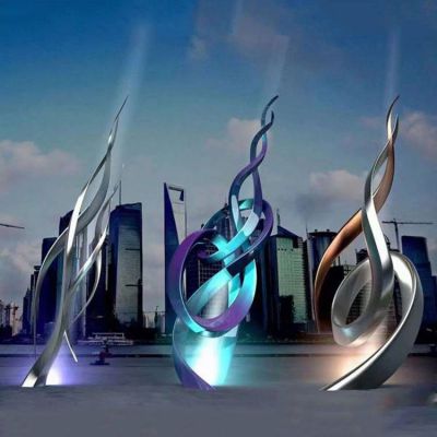城市景观不锈钢金属抽象异形乐器雕塑 景观雕塑喷泉苗木教案办公室