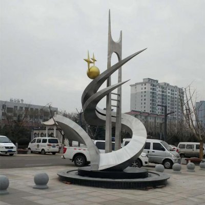 广场大型不锈钢几何抽象景观摆件 