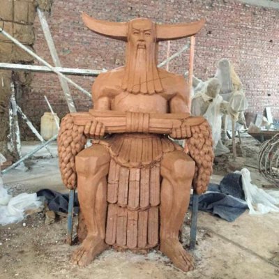 玻璃钢仿铜古代人物景观雕塑 