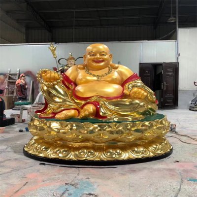 寺庙景区不锈钢彩绘园林景观弥勒佛雕塑 弥勒佛雕塑佛像少林寺落款简介