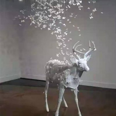 创意不锈钢艺术景观梅花鹿雕塑 