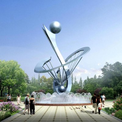广场喷泉摆放不锈钢抽象艺术景观雕塑 喷泉雕塑厂家结构图由来玉石