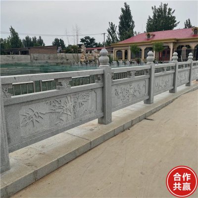 城市街道安装花岗岩雕梅兰竹菊防护栏板 
