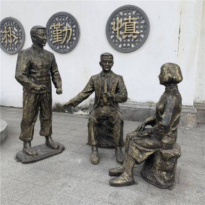 情景小品玻璃钢仿铜交谈的人物景观 