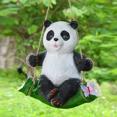 园林户外玻璃钢卡通创意玻璃钢熊猫雕塑 熊猫雕塑公园鱼的用纸纸业