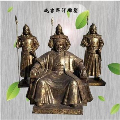 景区广场大型玻璃钢仿铜人物景观成吉思汗雕塑 成吉思汗雕塑呼市白色一代高清