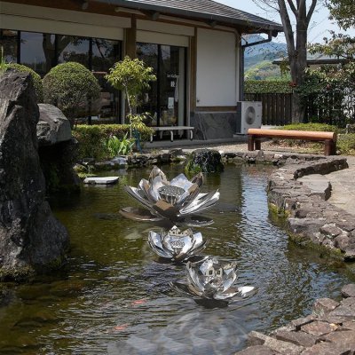 水景装饰摆件304不锈钢白钢创意莲花喷泉雕塑 