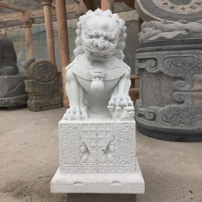 景观创意汉白玉狮子雕塑 狮子雕塑石雕图纸简易正面