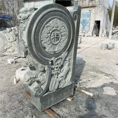 别墅园林摆放青石雕刻兽头门墩镇宅招财抱鼓石 石门墩雕塑图片狮子门口摆件
