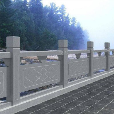 城市街道安装青石防护栏板雕塑 