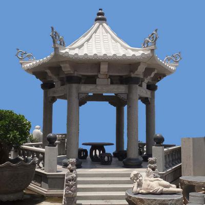 青石石雕中式古建筑凉亭雕塑 