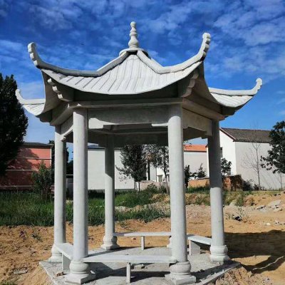 青石石雕中式古建筑凉亭雕塑 