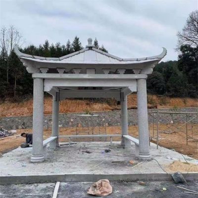 景区户外安装砂岩雕刻中式休息凉亭 凉亭雕塑厂家玻璃钢范文栏板