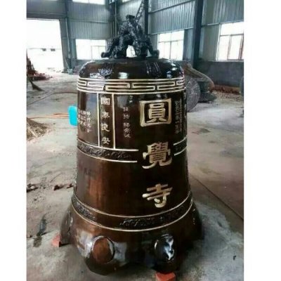 景区寺庙纯铜铸造祈福撞钟雕塑 铜钟雕塑价格玻璃钢景区黄铜