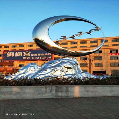 城市广场不锈钢抽象圆环雕塑 圆环雕塑厂家风水南汇树枝