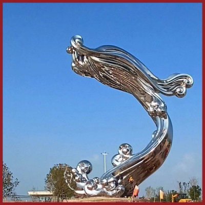 户外广场大型不锈钢抽象园林景观摆件 景观雕塑制作供货商批发商化石