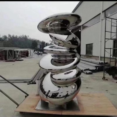 创意叠罗汉的不锈钢金属镜面石头雕塑 罗汉雕塑浮雕水缸鱼缸标志