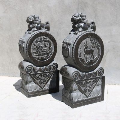 浮雕景观青石石雕抱鼓石雕塑 抱鼓石雕塑大象设计图方形拴马桩