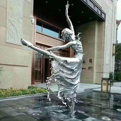 酒店广场抽象不锈钢跳舞的人物雕塑 
