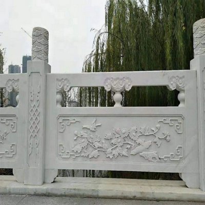 青石浮雕花纹景观栏杆栏板雕塑 