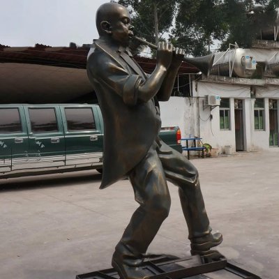 公园园林户外摆放玻璃钢仿铜音乐演奏人物小品 音乐人雕塑人物公告合同总厂