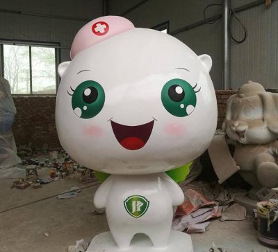 园林玻璃钢卡通牙医景观雕塑 卡通雕塑头像海象桃子海伦