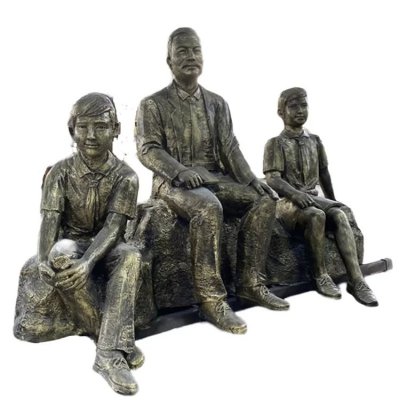 校园公园玻璃钢仿铜师生人物情景小品摆件 