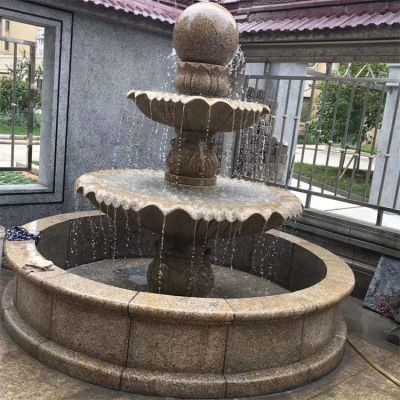 别墅庭院摆放花岗岩欧式二层流水水钵 水钵雕塑石雕供应商别墅制造