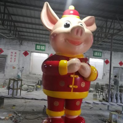商场游乐园玻璃钢卡通拟人小猪雕塑 小猪雕塑玻璃钢公园整版全集