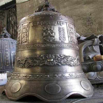 铜浮雕寺庙景观大型祈福铜钟雕塑 铜钟雕塑铸铜方形佛堂图案
