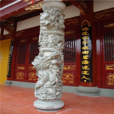 寺庙祠堂摆放青石浮雕龙盘柱 石浮雕雕塑浮雕麒麟栏板大象