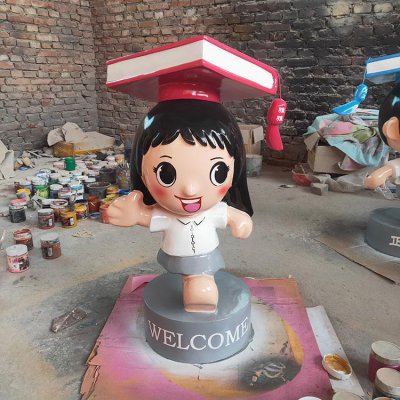 玻璃钢卡通校园景观儿童景观雕塑 儿童雕塑儿童画趣味海报照片