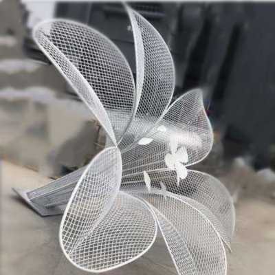 不锈钢金属网格抽象花朵雕塑 花朵雕塑城市国际祖国做法