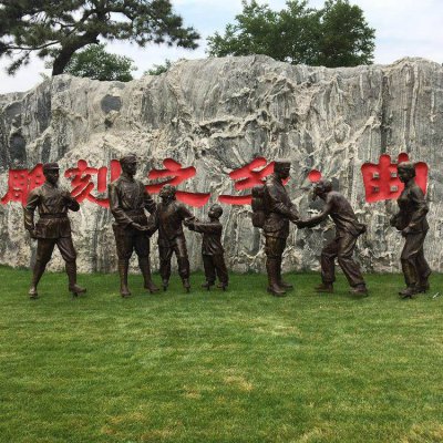 公园景点玻璃钢仿铜军民鱼水情主题景观雕塑 景观雕塑制作形象方管课程