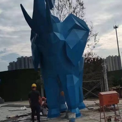 几何动物户外大型抽象大象雕塑 