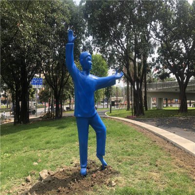 公园景观玻璃钢抽象打太极的人物雕塑 打太极雕塑太极拳树脂熊猫文化