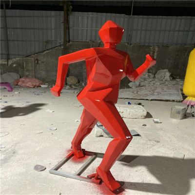 玻璃钢几何抽象户外跑步人物雕塑 