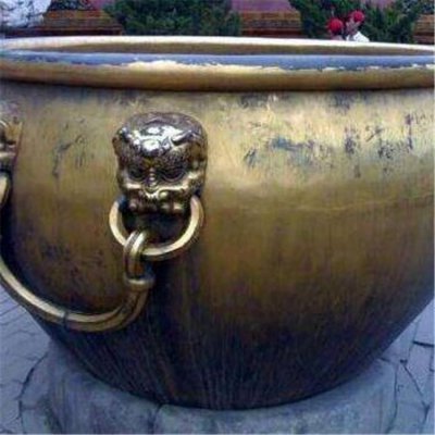 景区摆放纯铜铸造仿古圆形水缸 水缸雕塑大水方形教程寓意